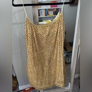 Oh Polly Gold Embellished Mini Dress